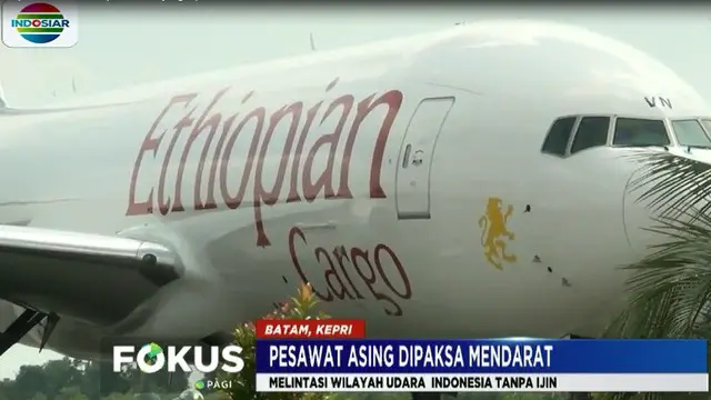 Dengan menggunakan dua pesawat tempur F 16 milik TNI Angkatan Udara, pesawat kargo ini digiring menuju Bandara Internasional Hang Nadim Batam.