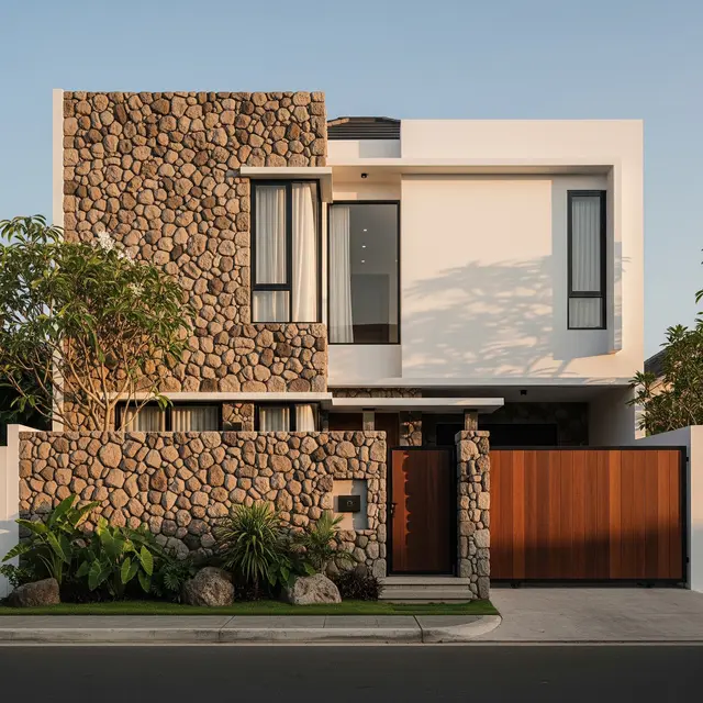 Model Depan Rumah Minimalis Batu Alam
