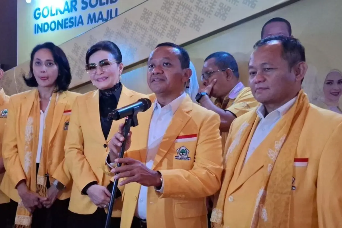 Ketua Umum Partai Golkar, Bahlil Lahadalia saat hadir dalam Musyawarah Daerah (Musda) XI Partai Golkar Provinsi Sulawesi Utara (Sulut).