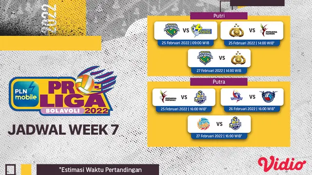 Link Live Streaming PLN Mobile Proliga 2022 Pekan Ketujuh di Vidio, 25-27 Februari 2022