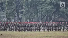 Anggota Komando Pasukan Khusus (Kopassus) mengikuti upacara penyerahan tongkat komando Komandan Jenderal (Danjen) Kopassus di Mako Kopassus, Cijantung, Jakarta, Kamis (10/9/2020). (merdeka.com/Iqbal S. Nugroho)