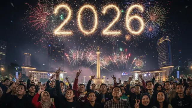 Ilustrasi perayaan tahun baru 2026 di Jakarta