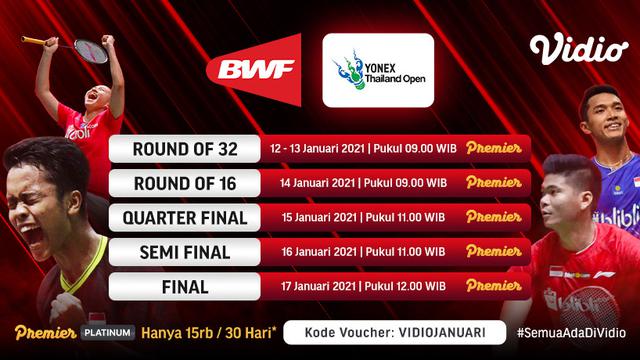 Saksikan Live Streaming Pertandingan Hari Kedua Yonex Thailand Terbuka Rabu 13 Januari 2021 Ragam Bola 