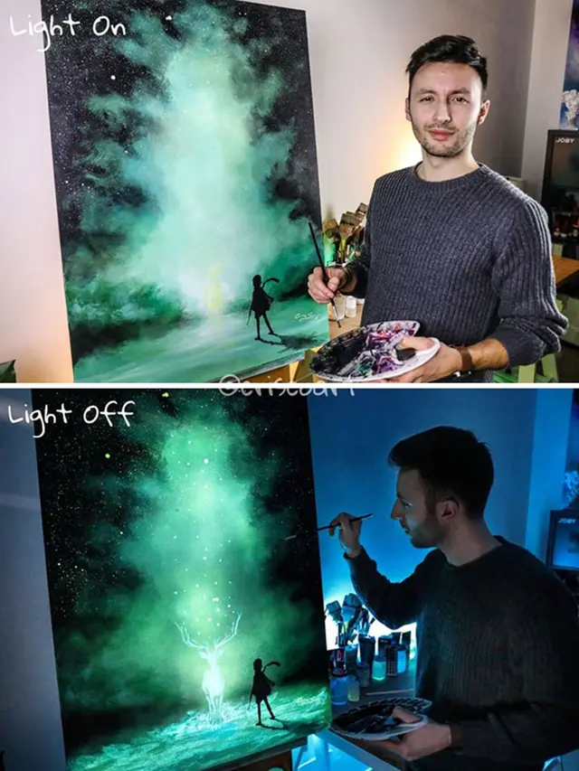 Pria Ini Pakai Tinta Lukisan 'Glowing in the Dark', 6 Hasilnya Keren Banget