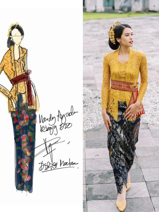 Begini hasil rancangan Didiet Maulana, yang diaplikasikan pada pelantun "Untuk Apa". Tiga hari sebelum berangkat ke Bali, Maudy baru fitting, (Foto: Instagram/@didietmaulana)