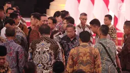 Menko Perekonomian Darmin Nasution ketika menghadiri Debat Capres di Hotel Sultan, Jakarta, Minggu (17/2). Debat mengusung tema pangan, energi, infrastruktur, sumber daya alam, dan lingkungan hidup. (Liputan6.com/Faizal Fanani)