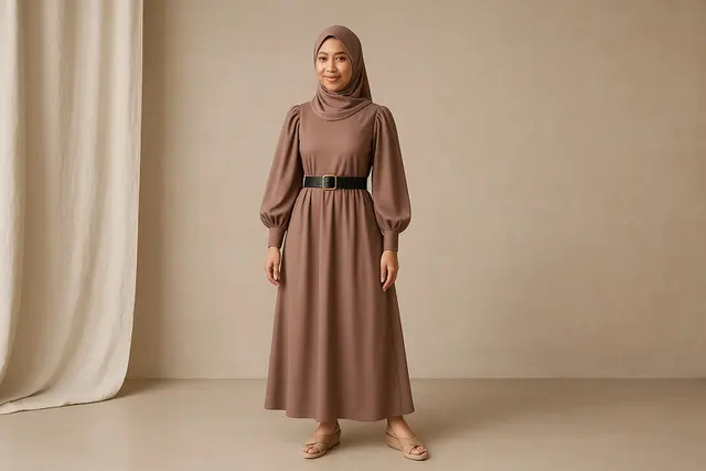4. Gamis dengan Lengan Puff