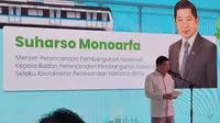 Suharso Monoarfa membuka acara Kampanye Green Economy & Green Environtment di Stasiun MRT Bundaran HI pada Selasa (12/09/2023) - (Vatrischa Putri Nur Sutrisno/Liputan6.com)