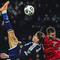 Foto gol salto Scott McTominay ke Timnas Denmark pada kualifikasi Piala Dunia 2026 zona Eropa, November lalu, dipamerkan di Museum Seni Skotlandia. (Dok. X @ScotlandNT)