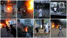 Foto kombinasi memperlihatkan aksi anarkis massa saat demonstrasi menolak UU Cipta Kerja di sejumlah wilayah Jakarta. (merdeka.com/Arie Basuki, Liputan6.com/Helmi Fithriansyah, Liputan6.com/Faizal Fanani)