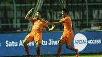 Selebrasi gol Bambang Pamungkas ke gawang Arema, Minggu (24/9/2017). (Bola.com/Iwan Setiawan)