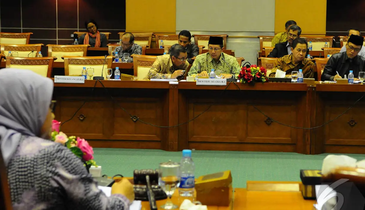 Menteri Agama, Lukman Hakim Saifuddin saat Rapat Kerja dengan Komisi VIII DPR RI, Jakarta, Rabu (3/9/2014) (Liputan6.com/Andrian M Tunay)