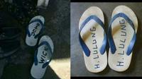 6 Nama Orang di Sandal Jepit Ini Curi Perhatian, Maling Senyum Tipis (sumber: Twitter/ekosuper IG/wkwkland_real)