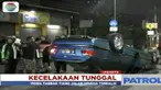 Kondisi mobil yang menabrak tiang jalan layang non tol ini rusak parah.