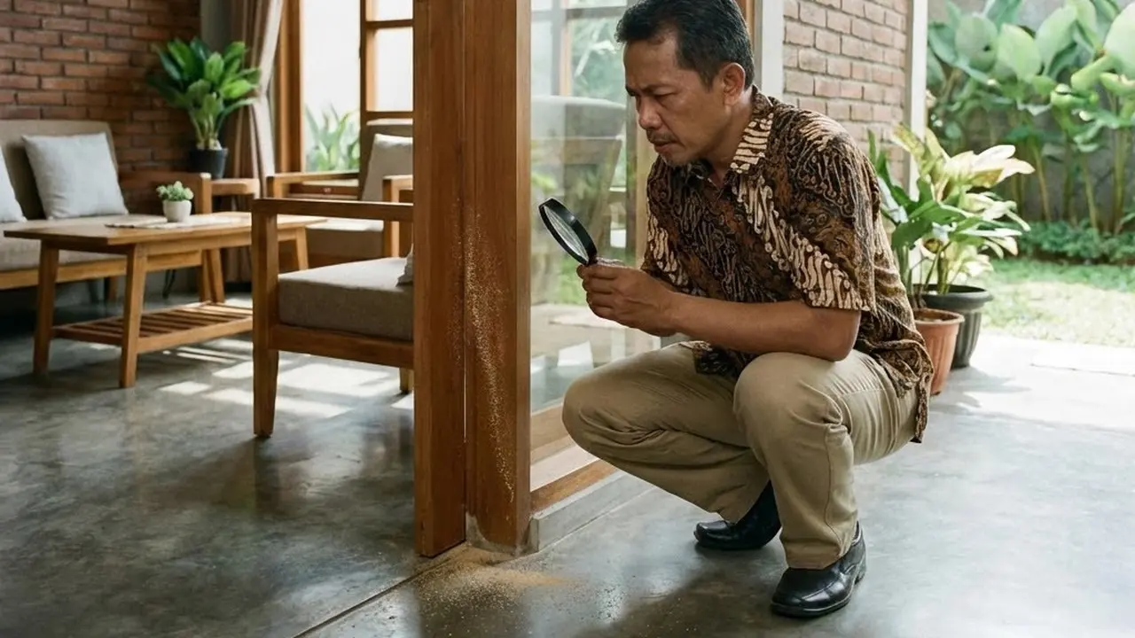 Serbuk kayu jejak rayap (Gemini AI)