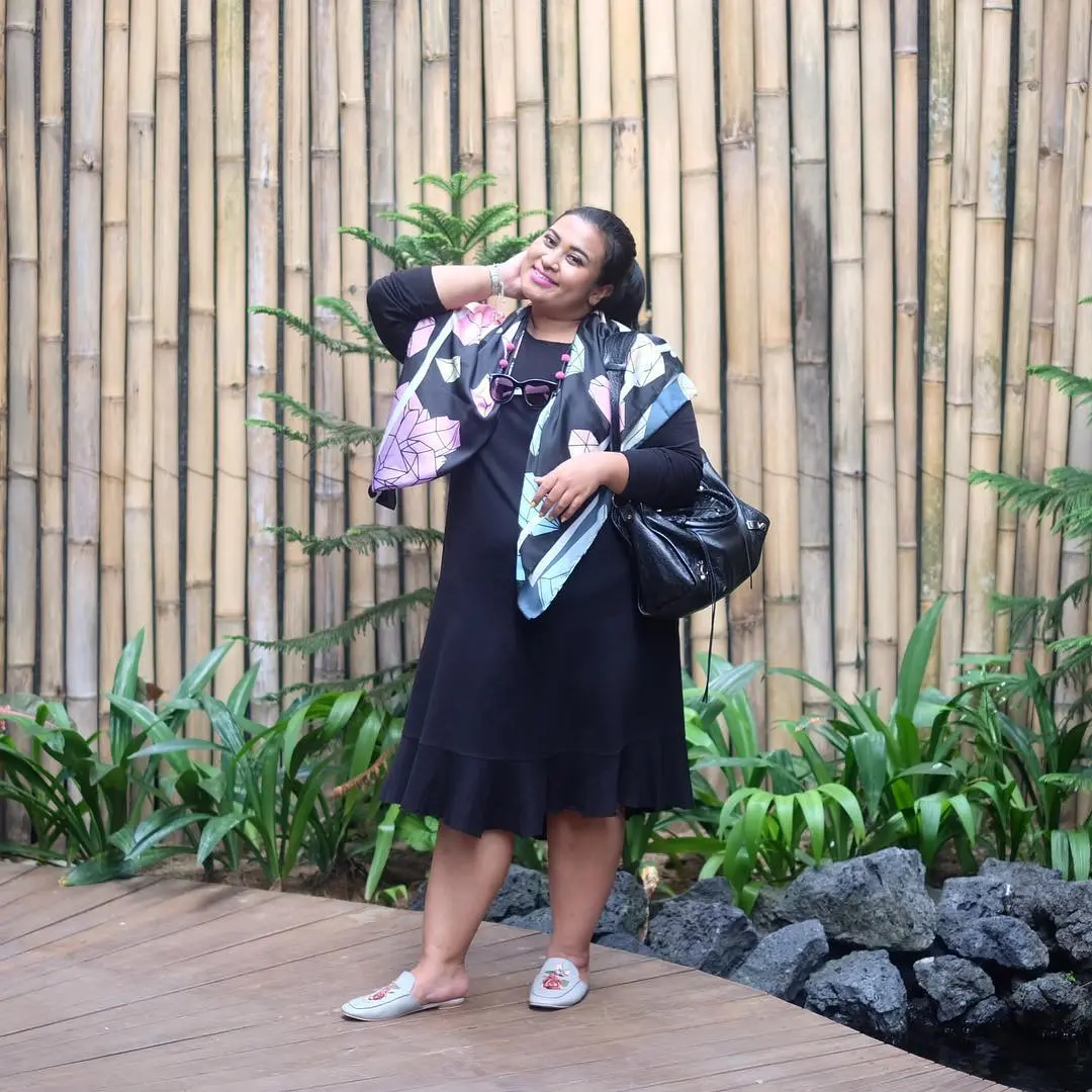 Mix and match busana plus size ala Ucita Pohan. (sumber foto: @uchiet/instagram)