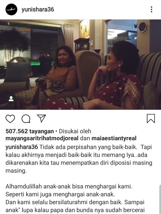 Unggahan Yuni Shara. (Foto: Instagram @yunishara36)