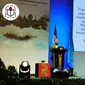 Ketua Umum APTISI Budi Djatmiko memberikan sambutan pada acara Rembuk Nasional dan Rapat Pengurus Pusat Pleno (RPPP) ke-1 di Bali Nusa Dua Convention Centre (BNDCC) Badung, Bali. (Foto: Istimewa)