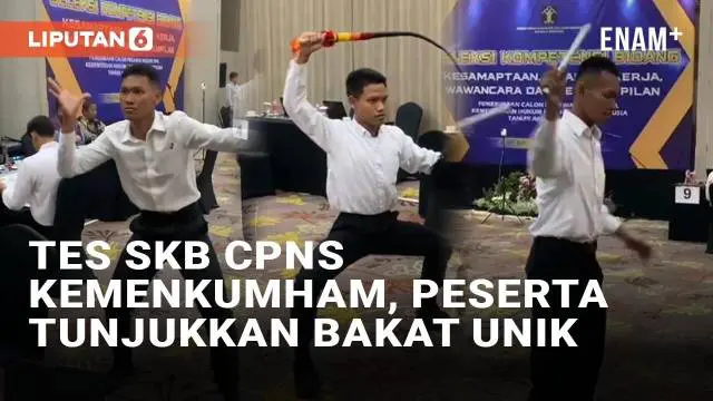 Rekrutmen CPNS 2024 telah memasuki tahap Seleksi Kompetensi Bidang, seperti yang viral baru-baru ini. Sejumlah peserta seleksi CPNS Kementerian Hukum dan HAM menunjukkan bakat-bakat unik mereka masing-masing. Mulai dari bakat bermusik hingga bela dir...