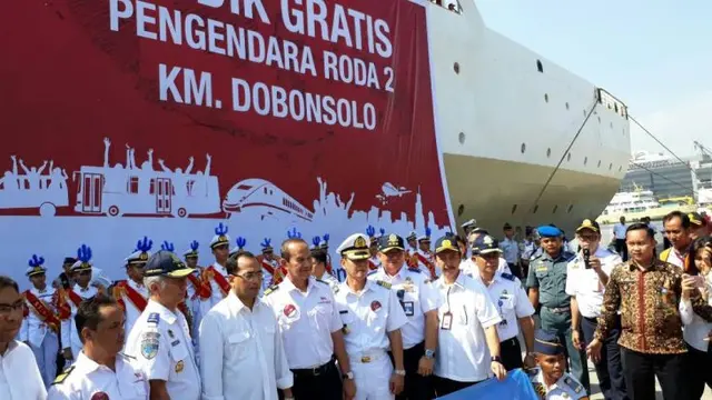Menhub Budi Karya akan meninjau pelepasan mudik gratis sepeda Mmotor dengan kapal laut, Rabu (21/6/2017).