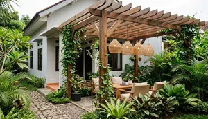 8 Inspirasi Pergola dengan Lampu Gantung, Tempat Bersantai Estetik dan Menenangkan