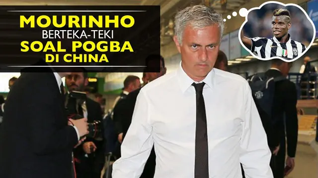 Jose Mourinho berteka-teki pada media soal kepastian kepindahan Paul Pogba ke Manchester United dalam jumpa pers jelang Turnamen ICC di China (22/7/2016).