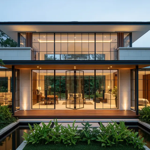 Rumah Kampung Modern 1 Lantai dengan Bukaan Lebar (Gemini AI)