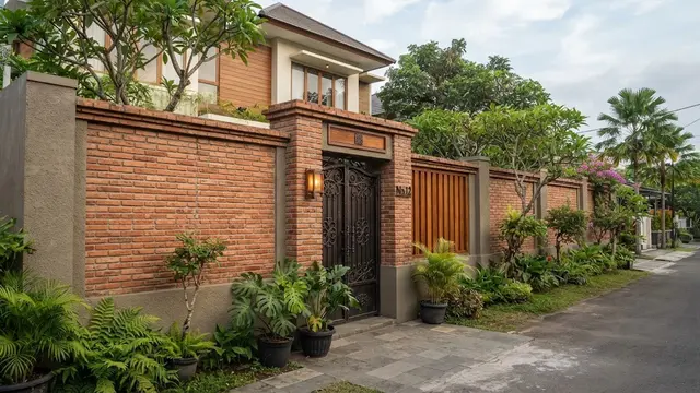Pagar Tembok dengan Bata Ekspos