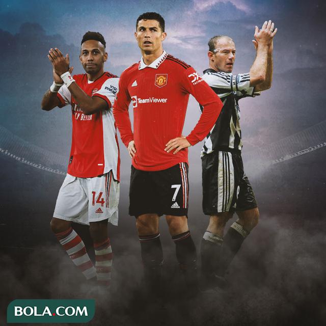 Ilustrasi - Cristiano Ronaldo, Aubameyang, Alan shearer