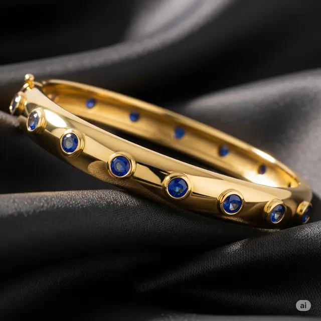 Gelang Emas 6 Gram Model Bangle dengan Permata