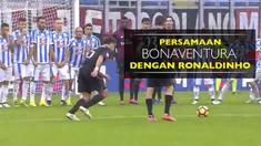 Video persamaan gol tendangan bebas gelandang AC Milan, Giacomo Bonaventura, dengan legenda Brasil, Ronaldinho.
