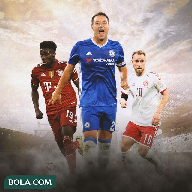 Ilustrasi - Alphonso Davies, John Terry, Christian Eriksen
