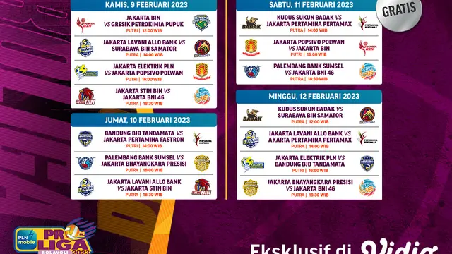 Jadwal dan Live Streaming Proliga 2023 Putaran Kedua di Vidio, 9-12 Februari 2023