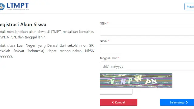 Cara Buat Akun LTMPT Siswa