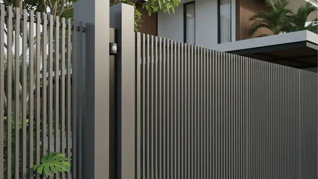 Pagar Vertical Slats Tinggi dengan Sensor PIR Tersembunyi