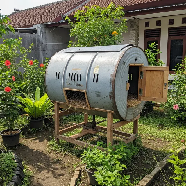 Cara Membuat Kandang Ayam Berputar dari Drum Bekas, Solusi Hemat Peternak Rumahan