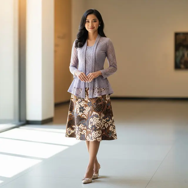 Model Kebaya Simpel dengan Rok Batik A-Line di 2025