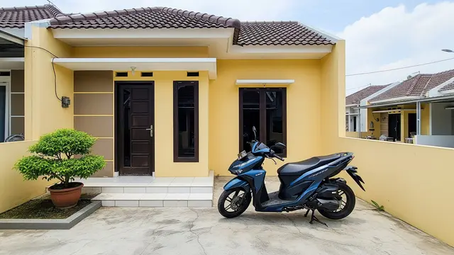 Desain Teras Tanpa Atap vs Kanopi untuk Parkir Motor/ Ilustrasi AI