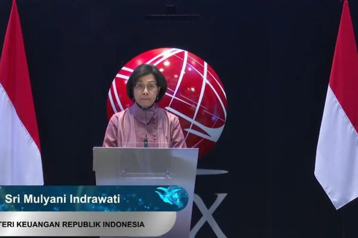 Menteri Keuangan Sri Mulyani saat pembukaan perdagangan perdana 2023, Senin (2/1/2023). (Foto: tangkapan layar/Elga N)