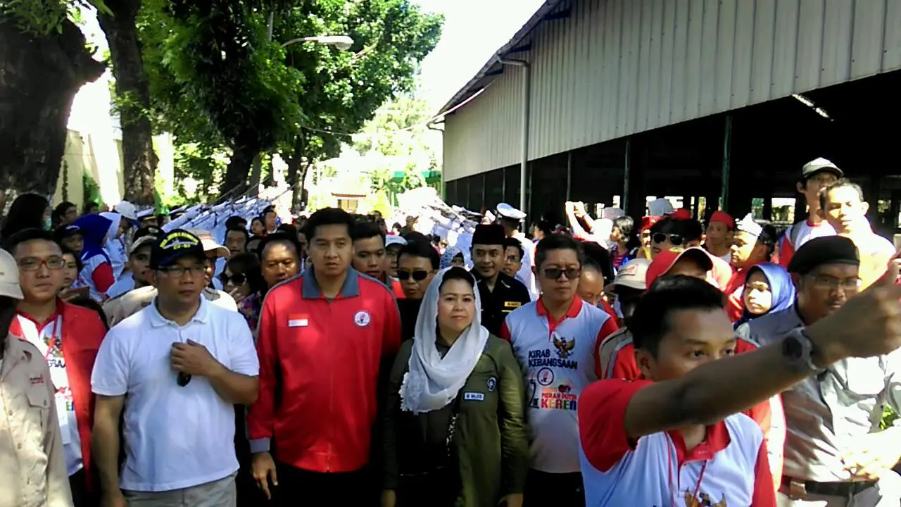 Maruarar Sirait, Ridwan Kamil, dan Yenny Wahid di acara Kirab Kebangsaan (Liputan6.com/Fachrur Rozie)