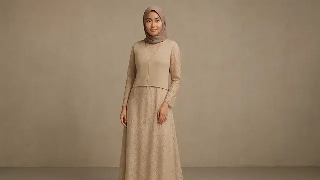 Model Gamis Rompi Depan Modern 2025/Gambar via AI
