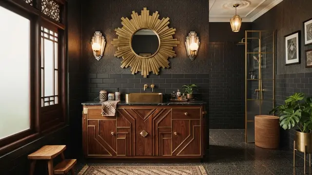 Ide Desain Meja Rias Kamar Mandi Model Art Deco