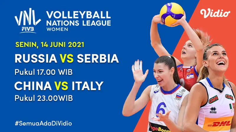 Live Streaming Volleyball Nations League 2021 di Vidio, Senin 14 Juni