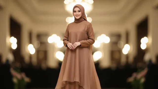 Model Gamis Warna Mocca Elegan
