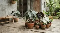 6 Model Teras dengan Keladi Hias dan Pot Terakota, Tampilan Tropis yang Estetik