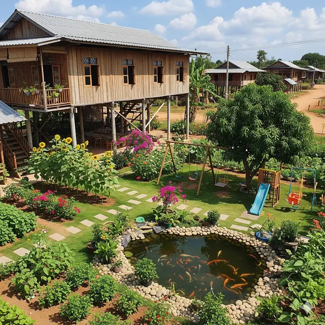 Rumah Panggung dengan Halaman Luas dan Kebun
