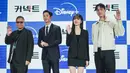 Takashi Miike, Jung Hae In, Kim Hyejun, dan Go Kyung Pyo dalam konferensi pers Connect. (Foto: Disney Plus Hotstar)