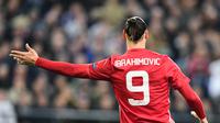 Penyerang Manchester United (MU), Zlatan Ibrahimovic. (EMMANUEL DUNAND / AFP)