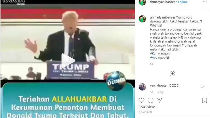 [Cek Fakta] Donald Trump Kaget dan Takut Dengar Takbir, Benarkah?