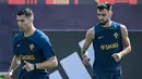 Hal ini tentu menjadi sebuah hal positif bagi skuad Portugal. Hubungan Cristiano Ronaldo dengan Bruno Fernandes yang sempat dirumorkan terjadi friksi nyatanya tak terbukti. (AFP/Patricia De Melo Moreira)